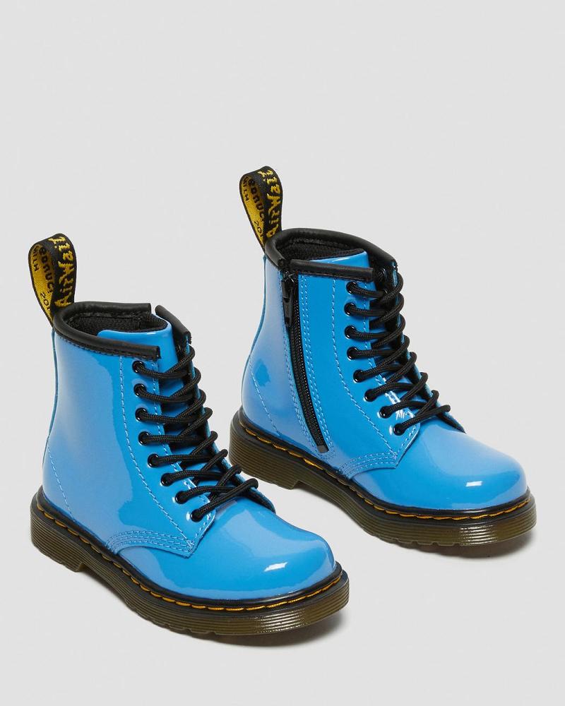 Dr Martens Toddler 1460 Lak Leren Veterlaarzen Kinderen Blauw | NL 124LIS